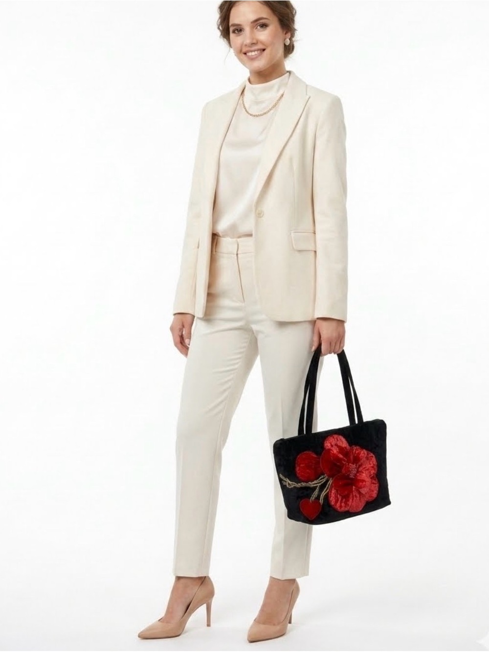 Bonnie Martin Vintage Black Velvet Poppy Flower Shoulder Tote Bag Wearable Art - Picture 3 of 10